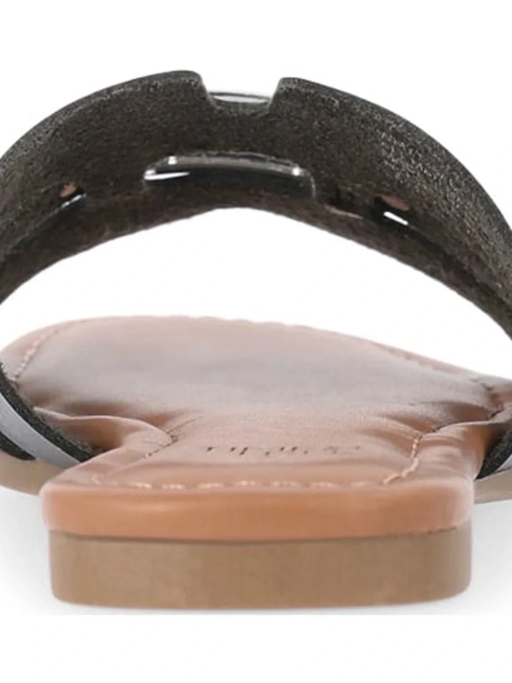 Time and Tru Black Slide Sandal with Silver Accent Buckle